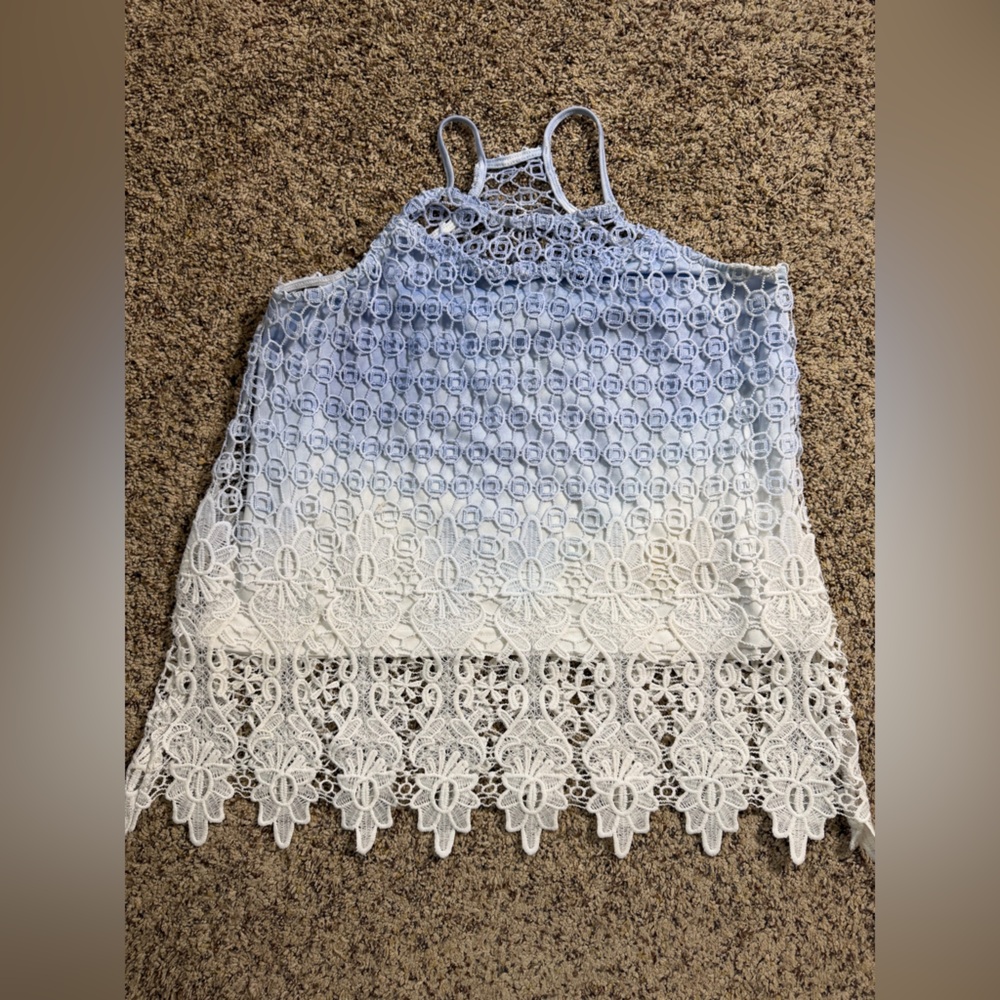 Rue21 Blue and White Lace Top